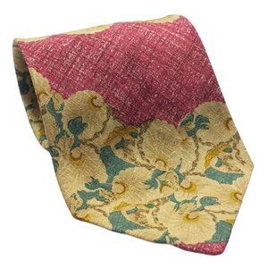 XMI For Nordstrom Silk Floral Tie Green Gold Red